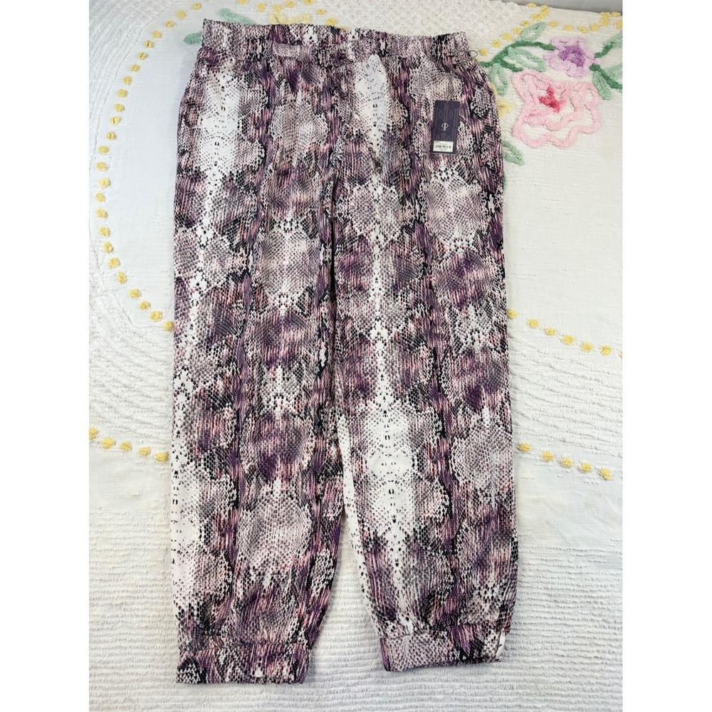 Jennifer‎ Lopez Snakeskin Print Jogger Pants XL Elastic Waist NWT Purple